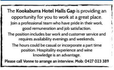 kookaburra hotel halls gap
