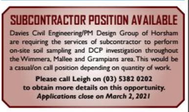 subcontractor position available