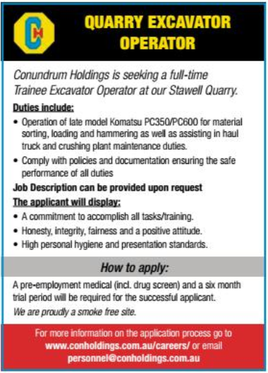 QUARRY EXCAVATOR OPERATOR