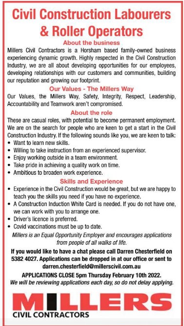 civil construction labour and roller operator