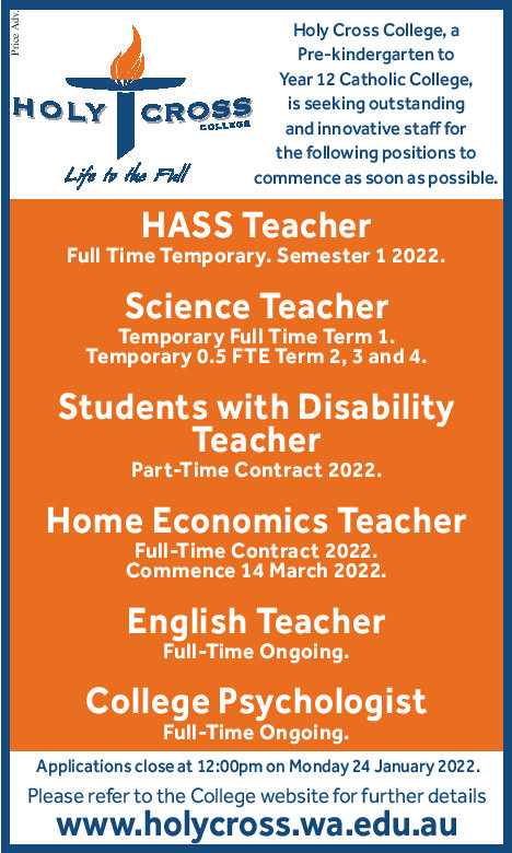 vacancy at holy cross college