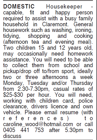 DOMESTIC Housekeeper