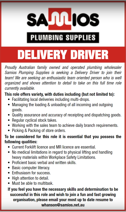 DELIVERY DRIVER australia