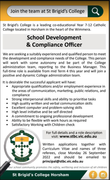 school development and compliance officer